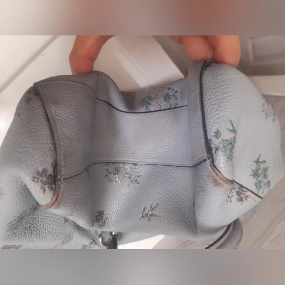 Coach Floral Meadow Print Blue Crossbody Hand Bag Y2K - Picture 6 of 12